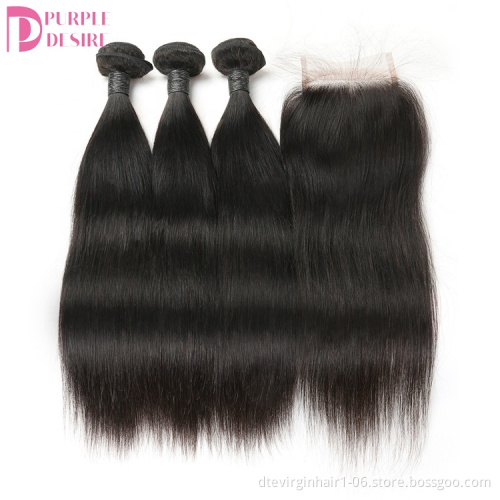 100% human hair extension, Wholesale brazilian virgin hair, brazilian virgin human hair weaving bundles with lace front closure
